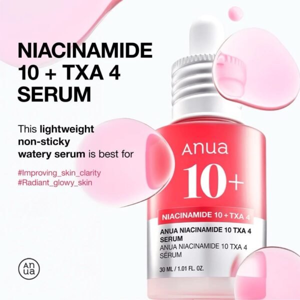 Anua Niacinamide 10% + TXA 4 Serum
أنوا سيروم النياسيناميد 10٪ + حمض الترانيكساميك 4٪